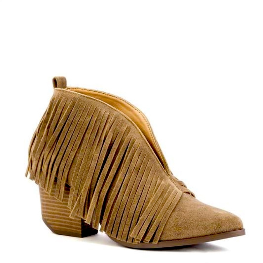 Taupe Fringe Booties